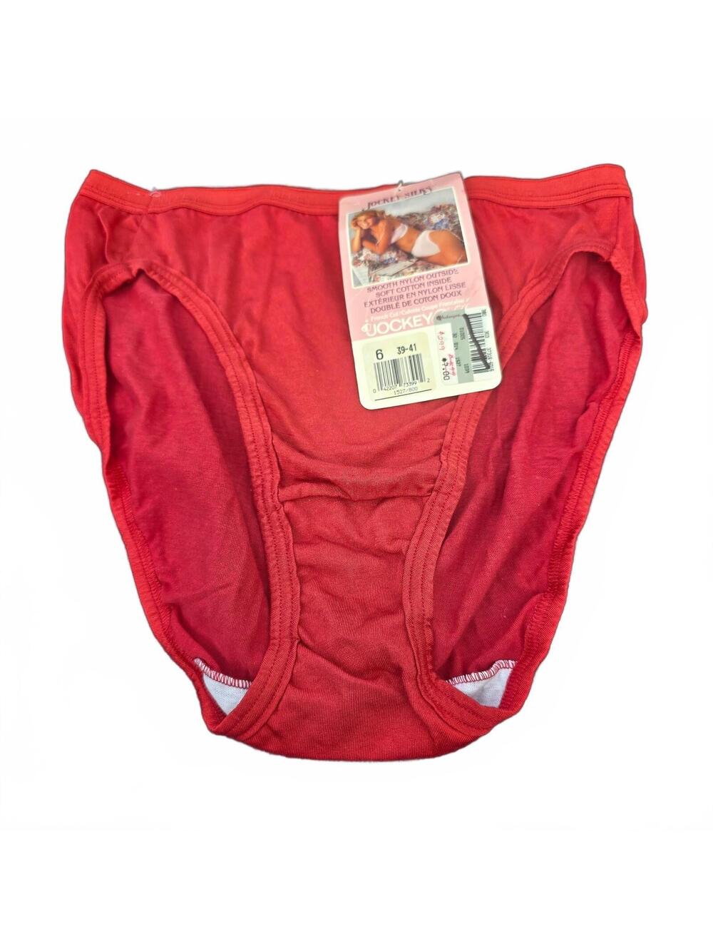 Vintage Womens Jockey Silks Full Hi Cut Briefs Panties 1990 Red Size 6 NWT
